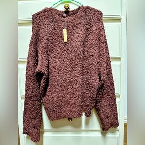 Skims cozy knit unisex pullover in garnet s/m